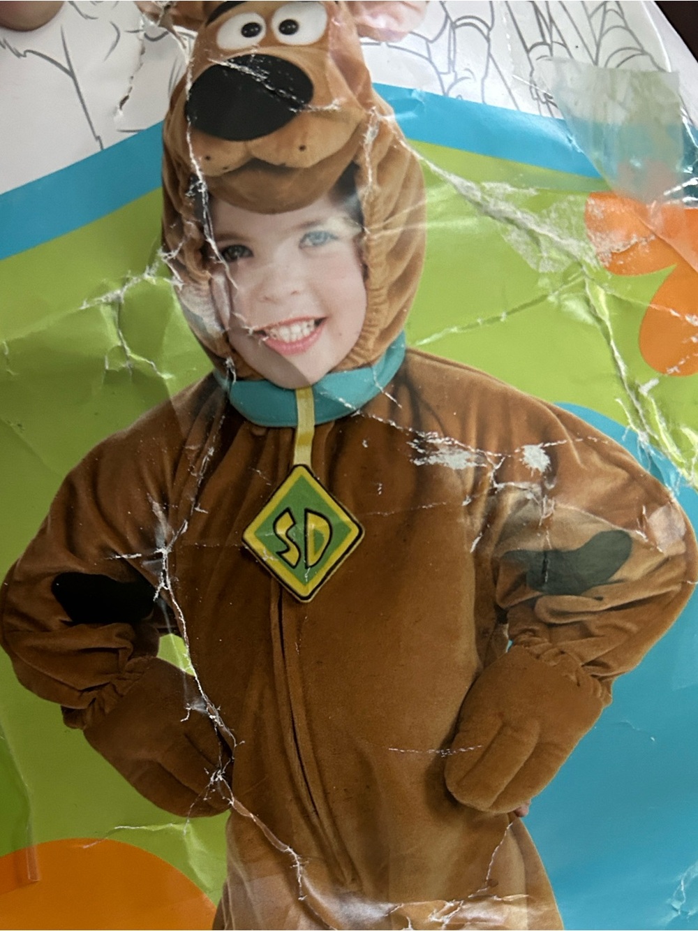 Kids Brown Scooby-Doo Style Plush Costume with Blue Collar- toddler